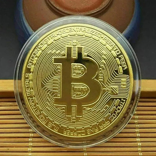Rynx | Gold Plated Bitcoin Coin – Collectible Art and Commemorative Gift | Casascius Metal Antique Imitation for Birthdays