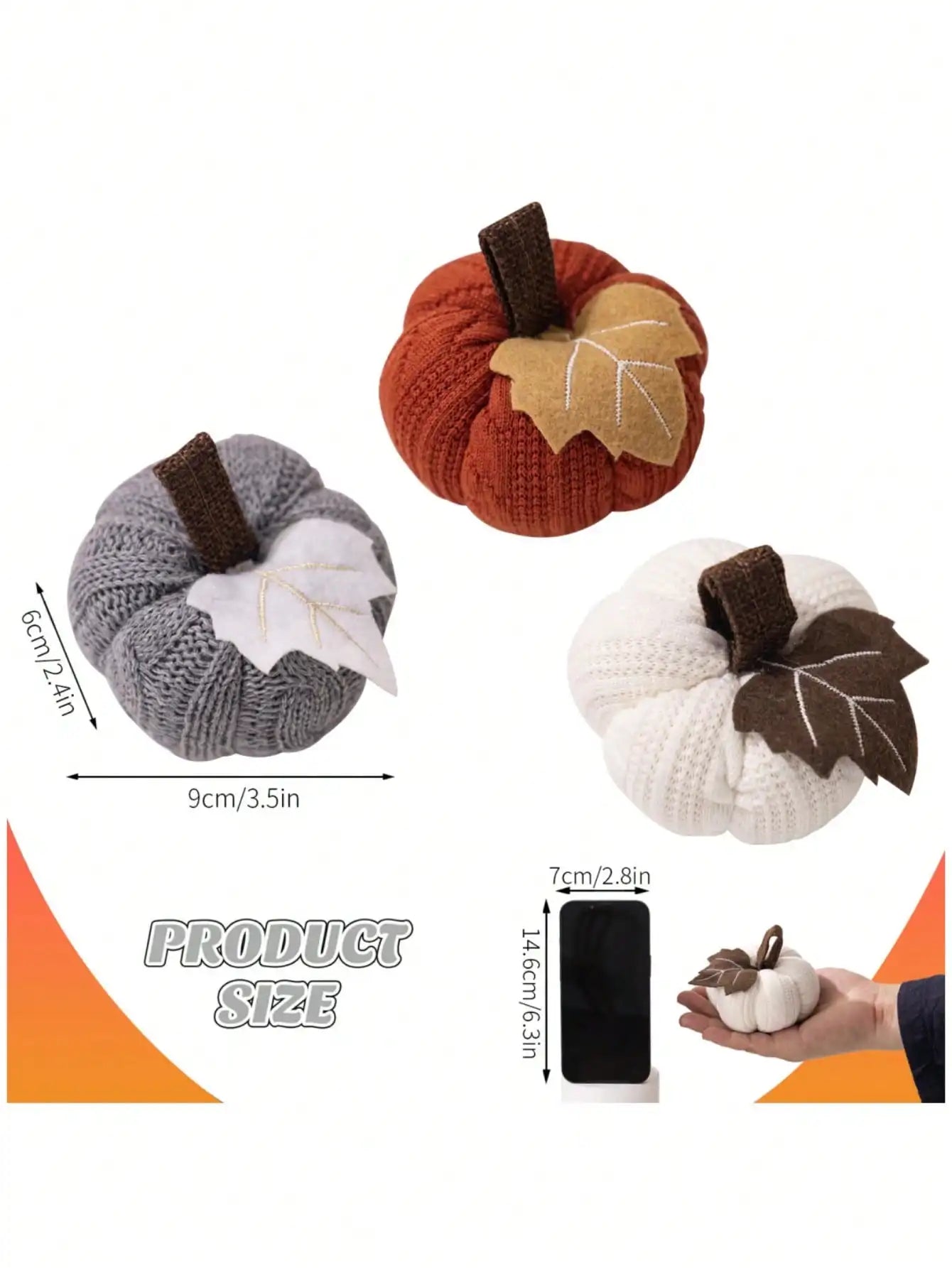 Rynx | 1PC Home ornaments Thanksgiving Harvest Festival knitted pumpkin can be used as ornaments, banners, pennants, and flags