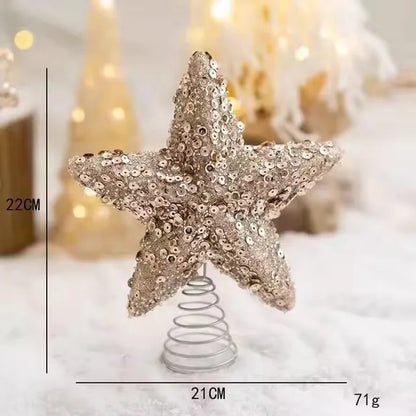 Rynx | 1 Set/New Christmas Tree Hanging Glittering Painted Colored Ball Gold Silver Champagne Glitter Stars Christmas New Year Decorating