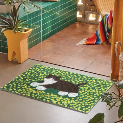 Rynx | Cuttable PVC cute cat welcome mat entrance mat rug anti-dust floor organizer cushion hallway outdoor home decor 45x70cm