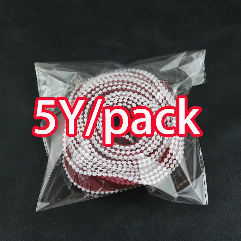 Rynx | (5 Yards/Roll) 4 cm Pearl Edge Organza Ribbon Wave Silk Lace Children Hair Accessories Lolita Handmade Decorative Gift Box Wedding