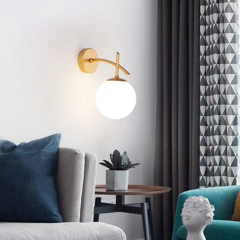 Rynx | LumiWall Lamp - Glass Bedroom Lighting Black Gold Sconce
