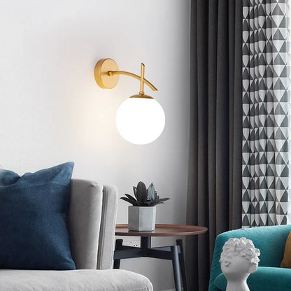 Rynx | LumiWall Lamp - Glass Bedroom Lighting Black Gold Sconce