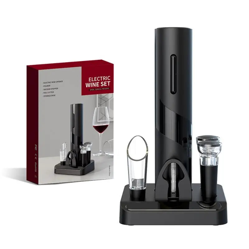 Rynx | Electric Wine Opener - Automatic Corkscrew with Stand Holder, Foil Cutter, and Beer Bottle Opener - Kitchen and Bar Can Opener