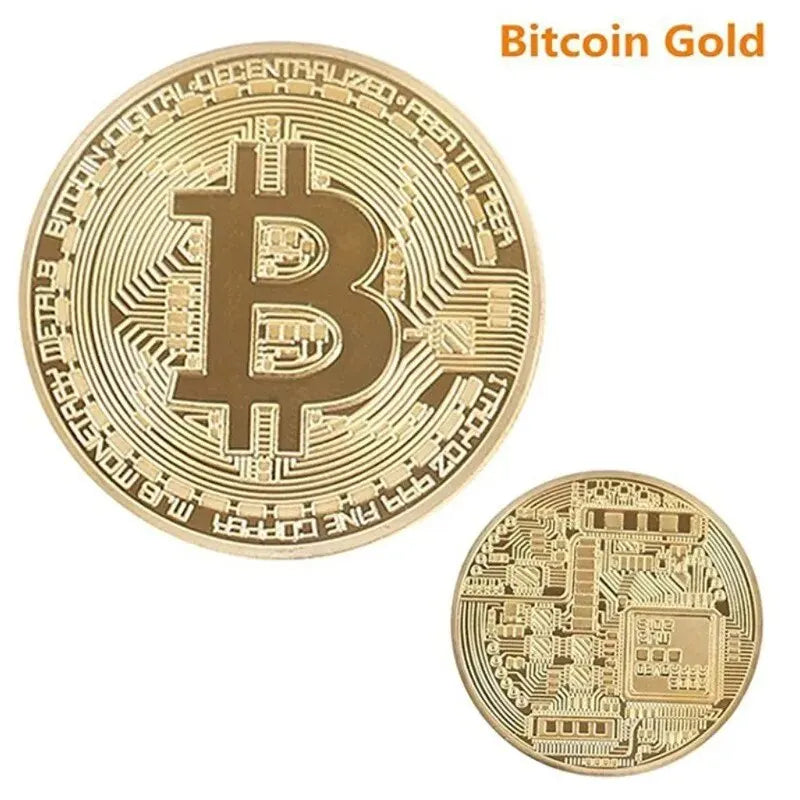 Rynx | Gold Plated Bitcoin Coin – Collectible Art and Commemorative Gift | Casascius Metal Antique Imitation for Birthdays