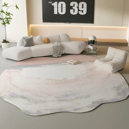Rynx | Sara Luxe Irregular Pink Fluffy Rug – Soft and stylish for bedroom and living room