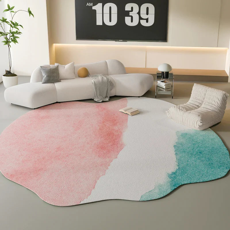 Rynx | Sara Luxe Irregular Pink Fluffy Rug – Soft and stylish for bedroom and living room