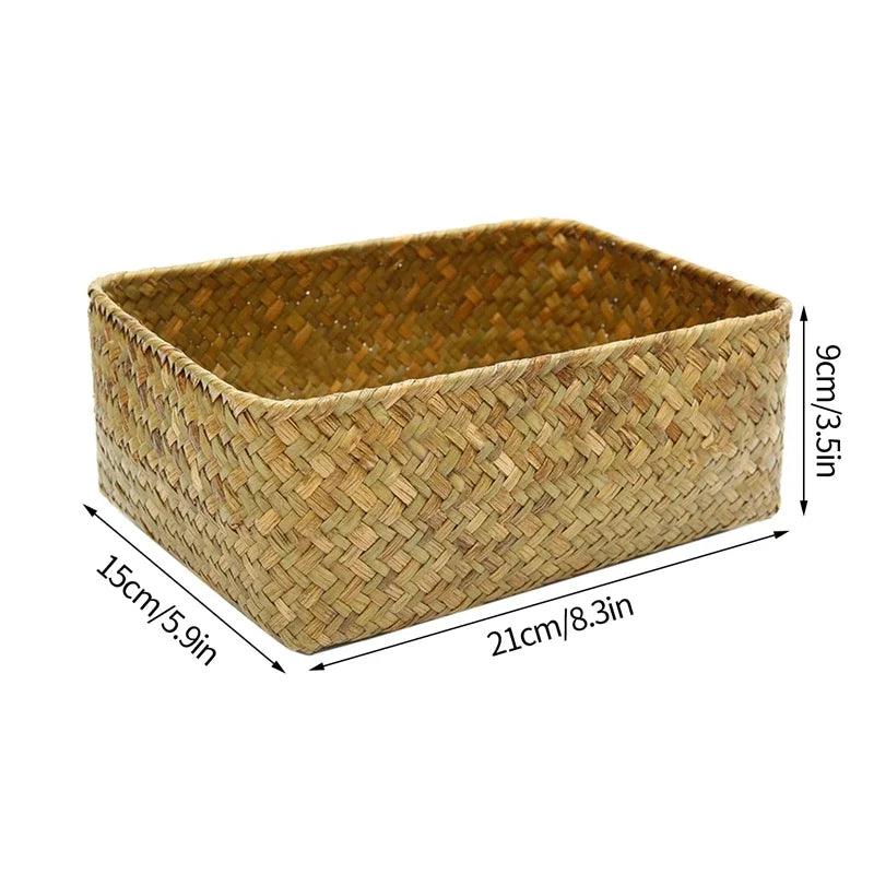 Rynx | Natural Seaweed Organizer Basket with Lid - Stylish Storage Solution for Cosmetics, Small Items, and Laundry