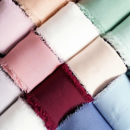 Rynx | 5M Handmade Frayed Edged Satin Chiffon Silk Ribbon - For Wedding Invitations, Bouquets, Birthday Party Decorations, and Gifts