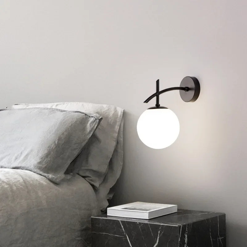 Rynx | LumiWall Lamp - Glass Bedroom Lighting Black Gold Sconce