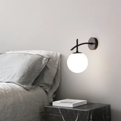 Rynx | LumiWall Lamp - Glass Bedroom Lighting Black Gold Sconce