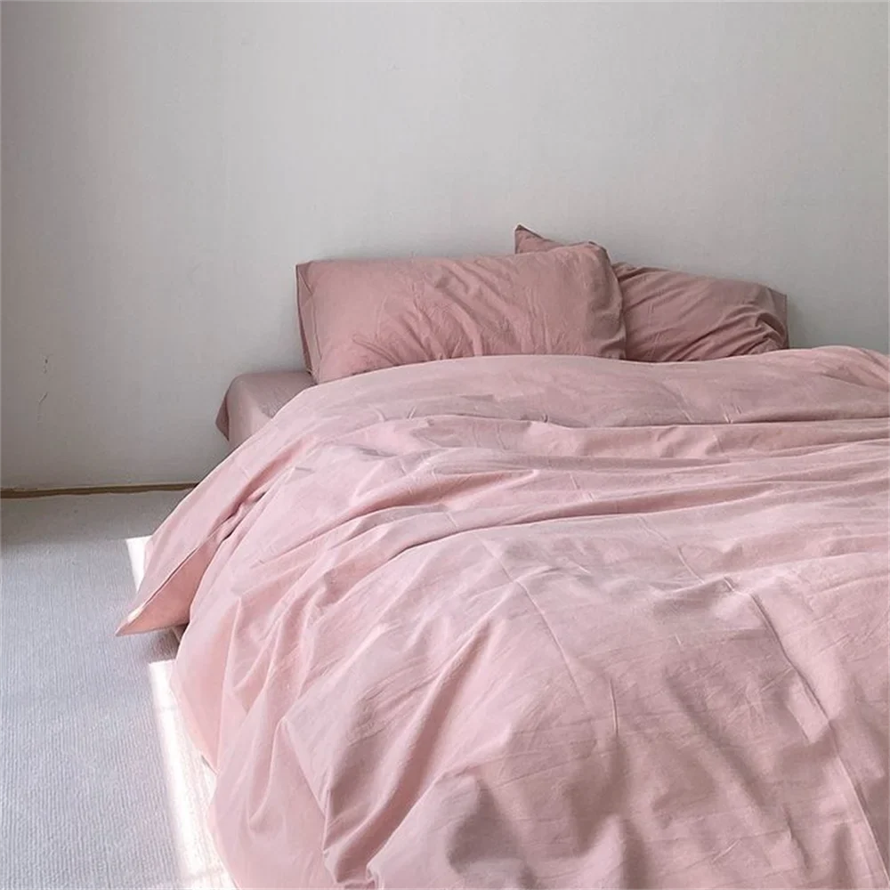 Rynx | French Girl Pure Bedding Set Soft Washed Cotton Bed Sheets Duvet Cover Set Pillowcase Bedding Handmade Embroidery Bedding Set