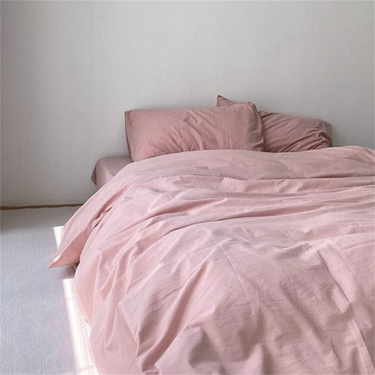 Rynx | French Girl Pure Bedding Set Soft Washed Cotton Bed Sheets Duvet Cover Set Pillowcase Bedding Handmade Embroidery Bedding Set