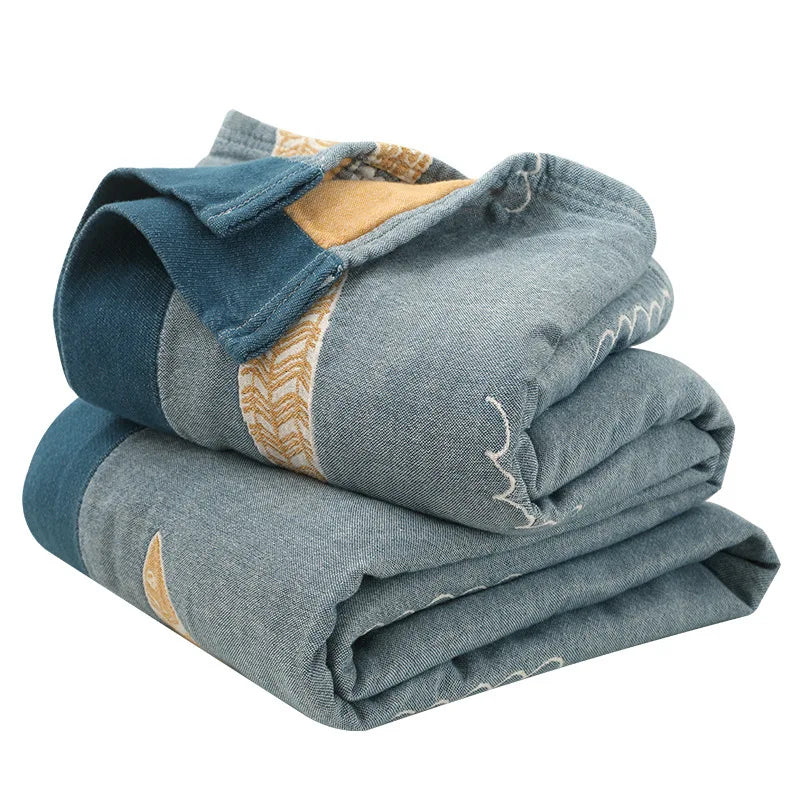 Rynx | Textile City Ins Leaf Fish Comforter 5-Layer Cotton Gauze Towel Blanket Home Bed Quality Duvet 200x230cm