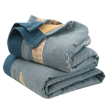 Rynx | Textile City Ins Leaf Fish Comforter 5-Layer Cotton Gauze Towel Blanket Home Bed Quality Duvet 200x230cm