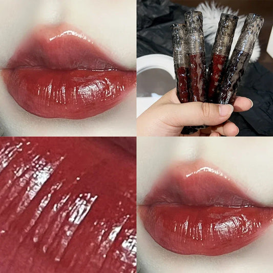 Rynx | 8 Colors Moisturizing Mirror Lip Lacquer Long-lasting Lipstick Black Tea Brown Liquid Lipstick Lip Oil Care Make-up Korean Cosmetics