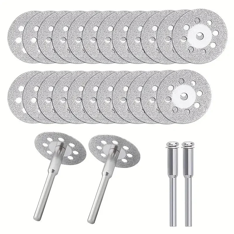 Rynx | Diamond Cut Off Rotary Tool Discs: 10Pcs 16-30mm Mini Sharp with Hole for Dremel - DIY Accessories with 2Pcs Rod