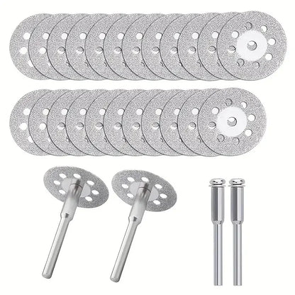 Rynx | Diamond Cut Off Rotary Tool Discs: 10Pcs 16-30mm Mini Sharp with Hole for Dremel - DIY Accessories with 2Pcs Rod
