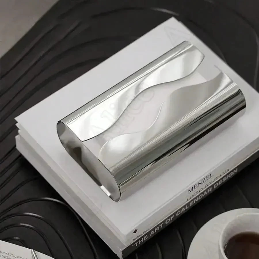 Rynx | Nordic Stainless Steel Tissue Box Mirror Tissue Holder Silver Wet Wipe Holder Napkin Holder Decoration Shower Room Toilet Paper Holder