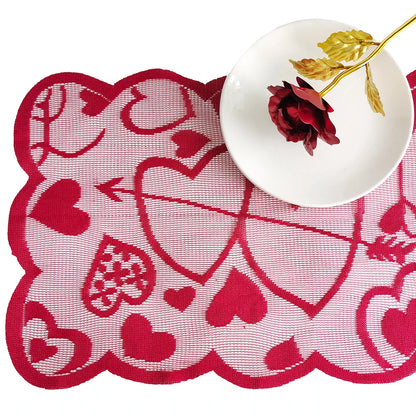 Rynx | Valentine's Day Love Heart Hollow Lace Table Runner - Romantic Decor for Weddings and Parties