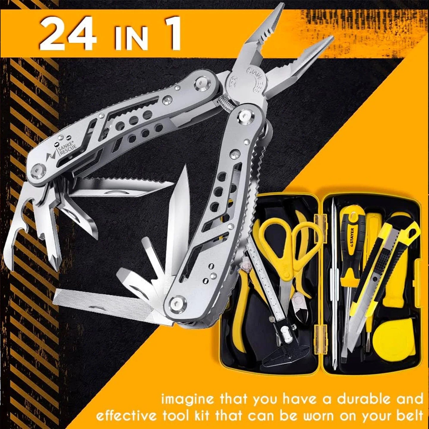 Rynx | 24-in-1 Multifunctional Universal Diagonal Pliers - Professional Electrician Wire Cutters, Durable Anti-Slip Repair Tools