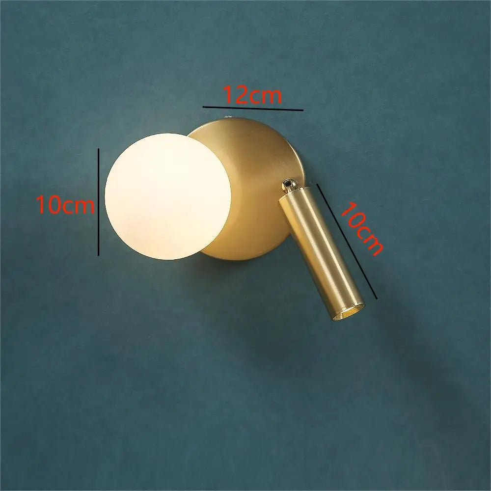 Rynx | NordicLux - Modern LED Bedside Lamp Rotating Glass Wall Lamp Bedroom and Living Room Decor