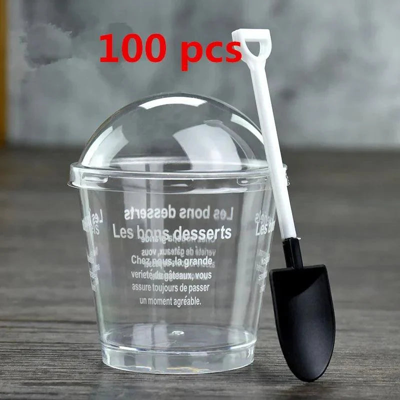 Rynx | Elegant clear dessert cup collection with lids and spoons - Perfect for ice cream, yogurt, and mousse
