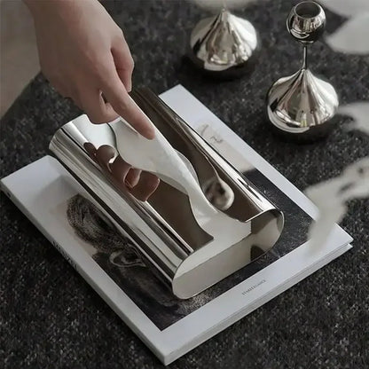 Rynx | Nordic Stainless Steel Tissue Box Mirror Tissue Holder Silver Wet Wipe Holder Napkin Holder Decoration Shower Room Toilet Paper Holder