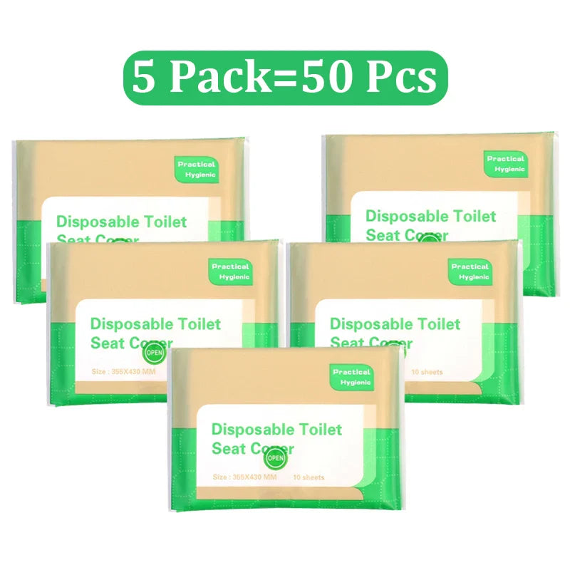 Rynx | Disposable Toilet Seat Covers: Pack of 50/30/10 - Portable, Waterproof, Biodegradable Bathroom Mats for Travel, Camping, Hotel