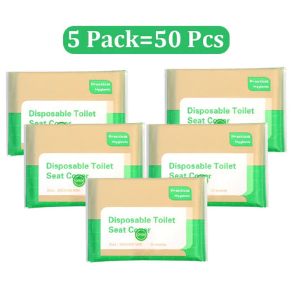 Rynx | Disposable Toilet Seat Covers: Pack of 50/30/10 - Portable, Waterproof, Biodegradable Bathroom Mats for Travel, Camping, Hotel