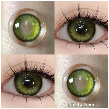 Rynx | 1 Pair (2 pieces) Prescription glasses with diopters colored contact lenses for eye beauty blue green eye color lenses nearsightedness