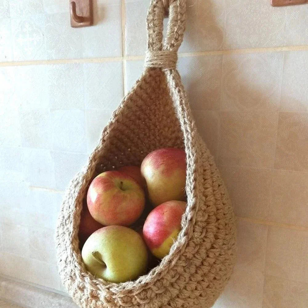 Rynx | Sustainable Bohemian Jute Rope Hanging Basket for Elegant Fruit Presentation
