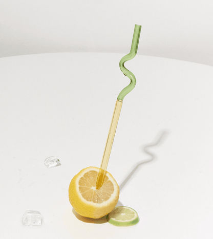 Rynx | GlassLuxe Twist Glass Straw Set | Colorful Drinking Straws | Sustainable & Reusable | For Cocktails & Smoothies