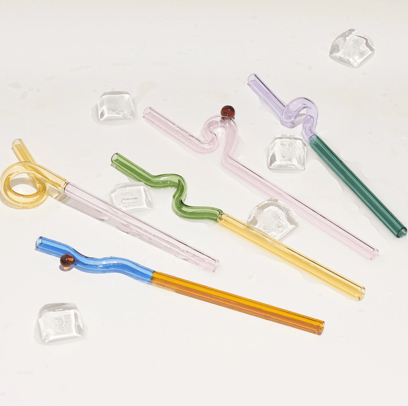 Rynx | GlassLuxe Twist Glass Straw Set | Colorful Drinking Straws | Sustainable & Reusable | For Cocktails & Smoothies