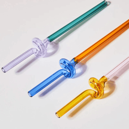 Rynx | GlassLuxe Twist Glass Straw Set | Colorful Drinking Straws | Sustainable & Reusable | For Cocktails & Smoothies