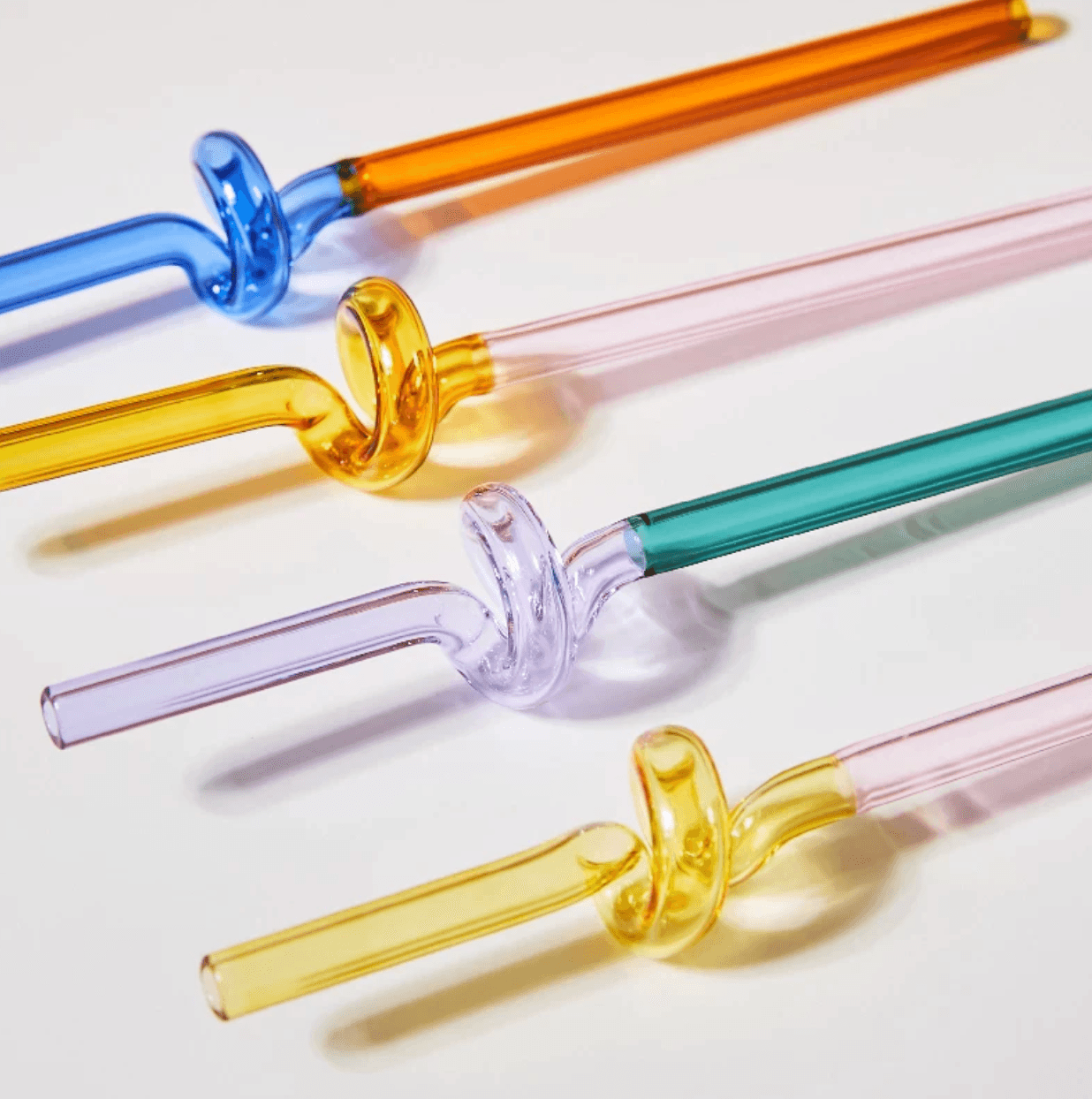 Rynx | GlassLuxe Twist Glass Straw Set | Colorful Drinking Straws | Sustainable & Reusable | For Cocktails & Smoothies