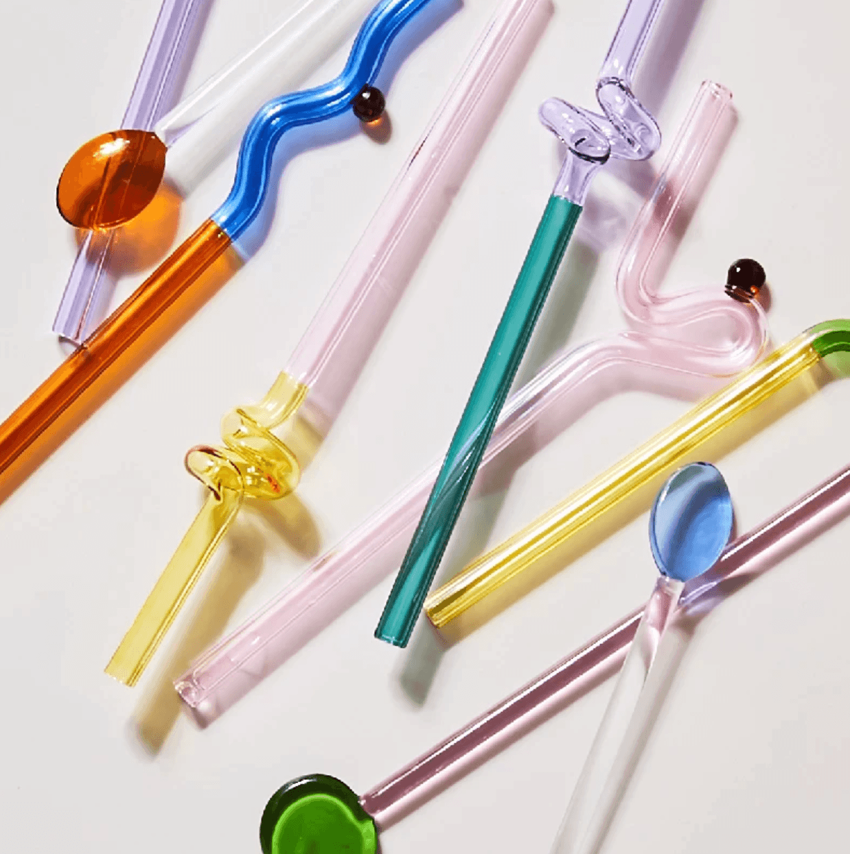Rynx | GlassLuxe Twist Glass Straw Set | Colorful Drinking Straws | Sustainable & Reusable | For Cocktails & Smoothies
