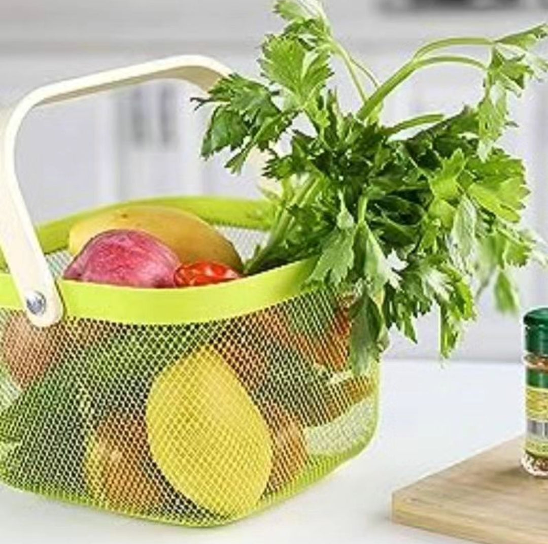 Rynx | Mesh fruit basket with wooden handle