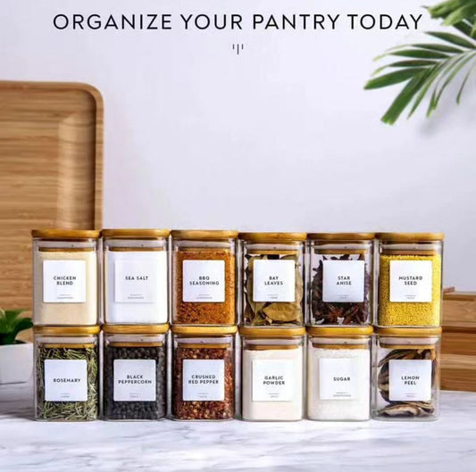 Rynx | 12 Piece Glass Spice Jar Set