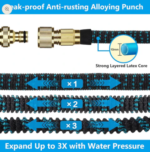 Rynx | Expandable 15M Garden Water Hose, Kink-Free with 10-Function Spray Nozzle