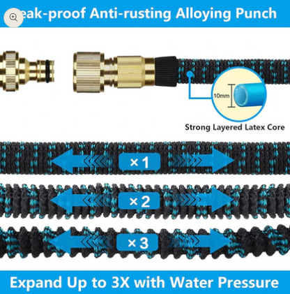Rynx | Expandable 15M Garden Water Hose, Kink-Free with 10-Function Spray Nozzle
