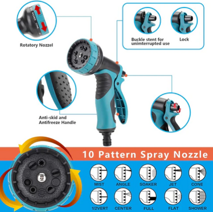 Rynx | Expandable 15M Garden Water Hose, Kink-Free with 10-Function Spray Nozzle