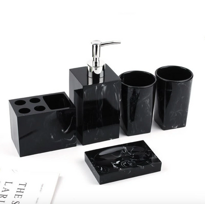 Rynx | AurumCasa Marble Bathroom Set 5-piece | Elegant Design | Luxurious Bathroom Accessories for Home