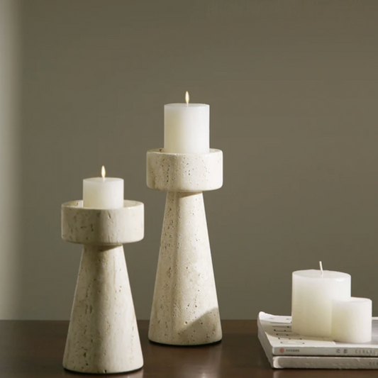 Rynx | Travertine Stone Candle Holder / Decor