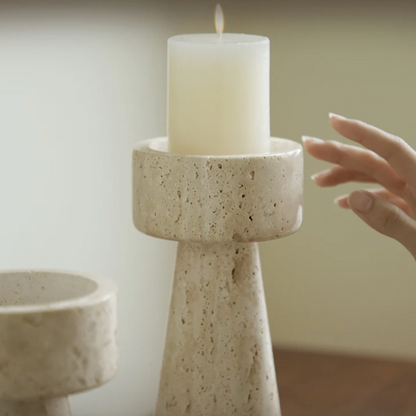 Rynx | Travertine Stone Candle Holder / Decor