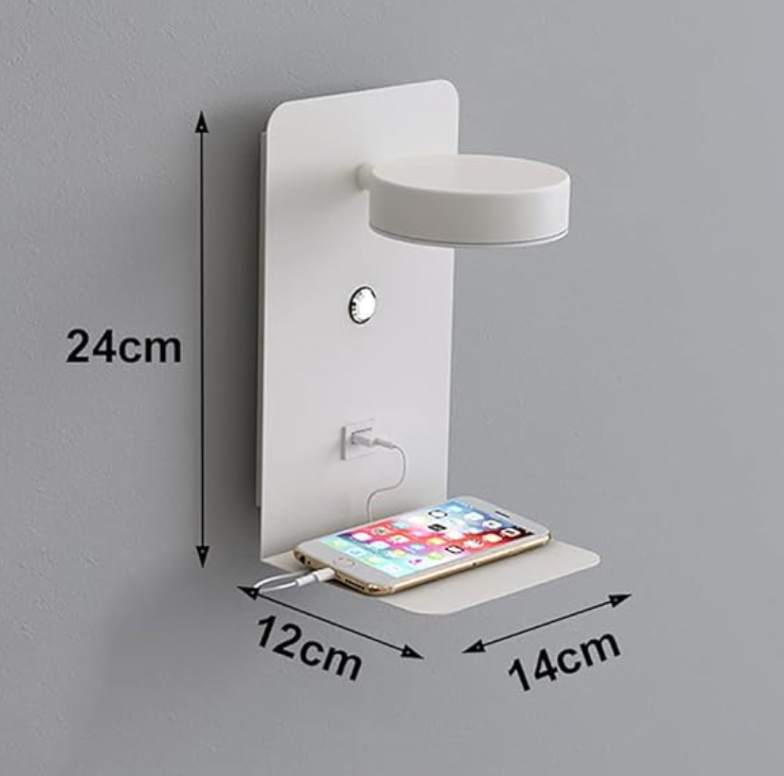 RYNX | Led Wall Lamp Multifunctional Dimmable With Usb Charger For Bedroom