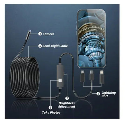 Rynx | HD Inspection Endoscope Camera – Waterproof with Adjustable LED Light