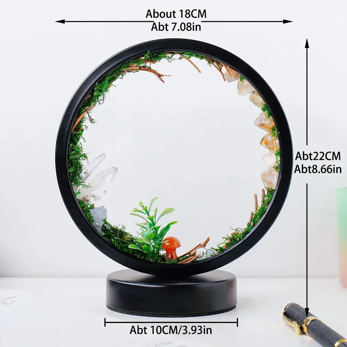 Rynx | elegant - Round frame - Green crystals - Chic decoration