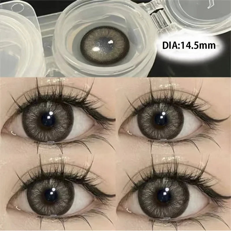 Rynx | 2pcs Annual Contact Lenses Eye Black Natural Color Contact Lenses Round Soft Lenses Prescription Myopic Students Color Cosmetics