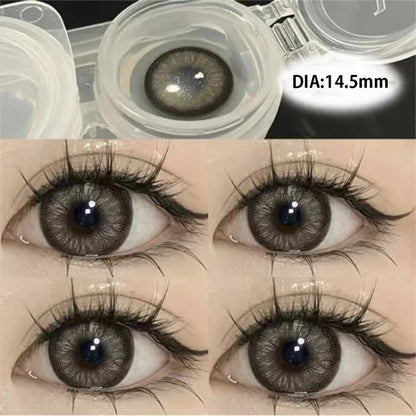 Rynx | 2pcs Annual Contact Lenses Eye Black Natural Color Contact Lenses Round Soft Lenses Prescription Myopic Students Color Cosmetics